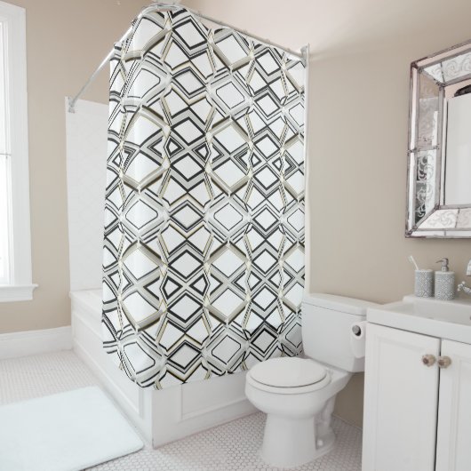 Elegant Shower Curtain with Geometric Pattern Douchegordijn (In situ)