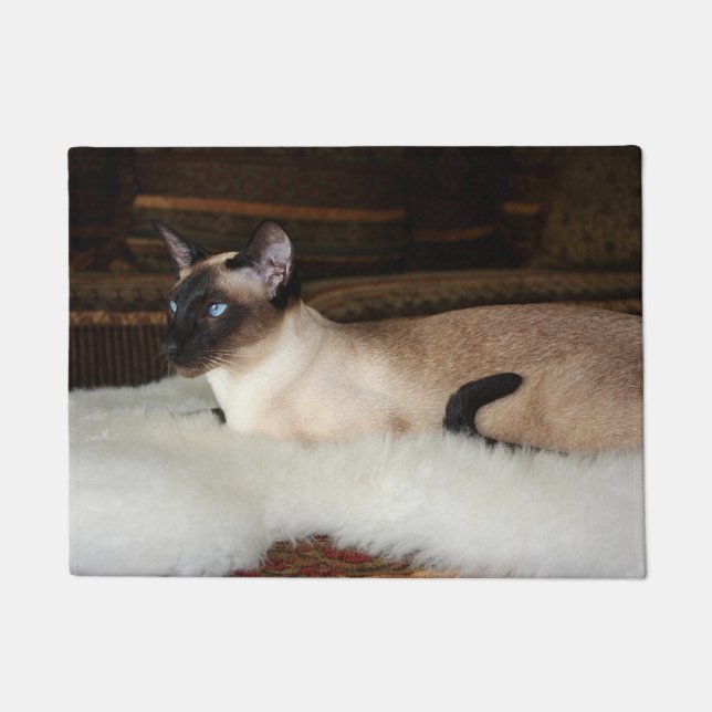Elegant Siamese Cat Deurmat (Voorkant)