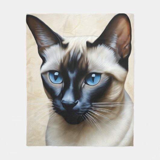 Elegant Siamese Cat Fleece Deken (Voorkant)