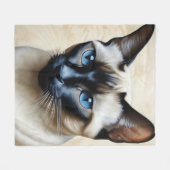 Elegant Siamese Cat Fleece Deken (Voorkant (Horizontaal))