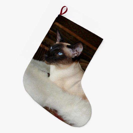 Elegant Siamese Cat Grote Kerstsok (Voorkant (Hangend))