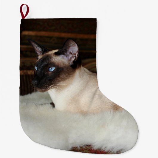 Elegant Siamese Cat Grote Kerstsok (Voorkant)