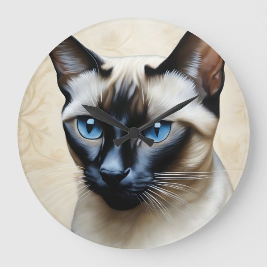 Elegant Siamese Cat Grote Klok (Voorkant)