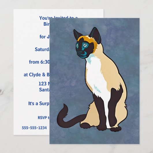 Elegant Siamese Cat Kaart (Voorkant / Achterkant)