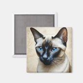 Elegant Siamese Cat Magneet (Voorkant / Achterkant)