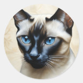 Elegant Siamese Cat Ronde Sticker (Voorkant)