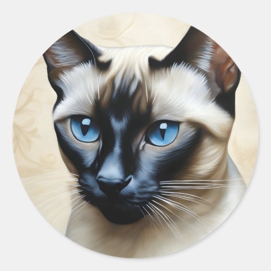 Elegant Siamese Cat Ronde Sticker (Voorkant)