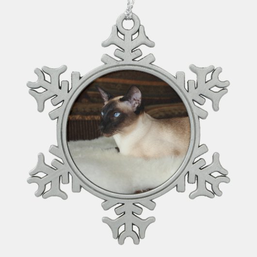 Elegant Siamese Cat Tin Sneeuwvlok Ornament (Voorkant)