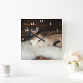 Elegant Siamese Cat Vierkante Klok (Huis)