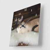 Elegant Siamese Cat Vierkante Klok (Hoek)