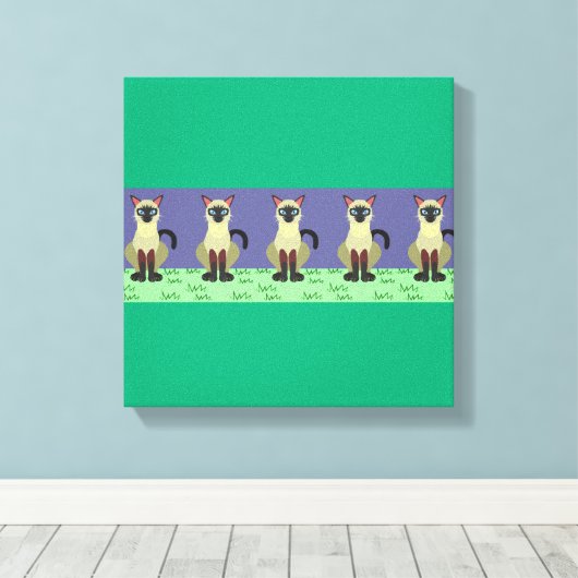 Elegant Siamese Cats in the Grass Canvas Print (Insitu (Houten vloer))