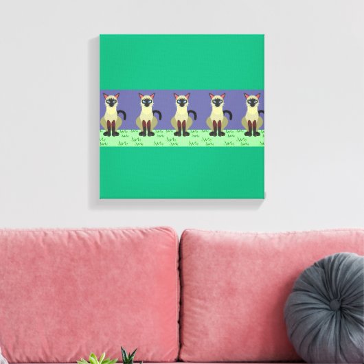 Elegant Siamese Cats in the Grass Canvas Print (Insitu (Woonkamer))