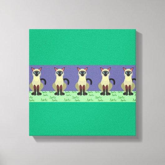 Elegant Siamese Cats in the Grass Canvas Print (Voorkant)