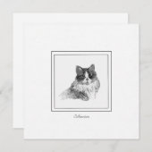 Elegant Siberische kat schetsen in houtskool en al Notitiekaartje (Voorkant / Achterkant)