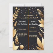 Elegant Sibling Zwart eenvoudig modern Gezamenlijk Kaart (Voorkant)