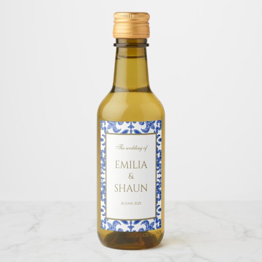 Elegant Siciliaans Mini wijnlabel met patroon Wijn Etiket (Voorkant)