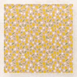 Elegant  Sicilian Lemon Glass Coasters  Glazen Onderzetter