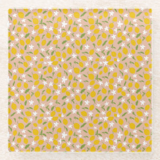 Elegant Sicilian Lemon Glass Coasters Glazen Onderzetter