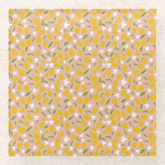 Elegant  Sicilian Lemon Glass Coasters  Glazen Onderzetter (Voorkant)