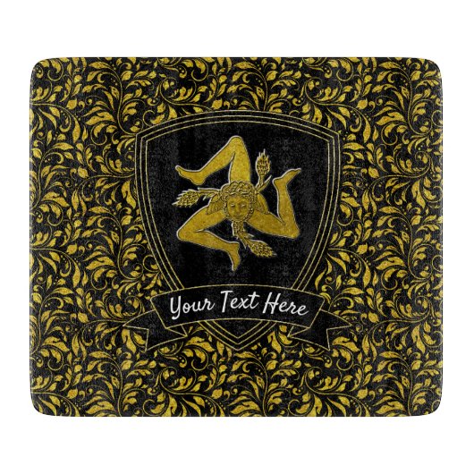 Elegant Sicilian Trinacria Jouw tekst Cutting Boar Snijplank (Voorkant)