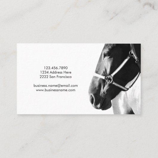 Elegant Side Horse Head White Visitekaartje (Achterkant)