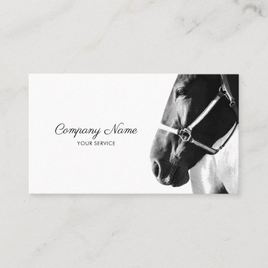 Elegant Side Horse Head White Visitekaartje (Voorkant)