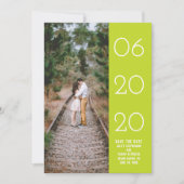 Elegant Side Swept Photo Save the Date | Groen (Voorkant)