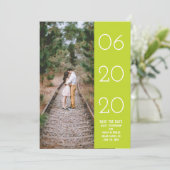 Elegant Side Swept Photo Save the Date | Groen (Staand voorkant)