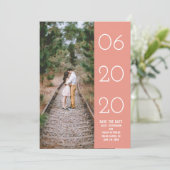 Elegant Side Swept Photo Save the Date | Koraal (Staand voorkant)