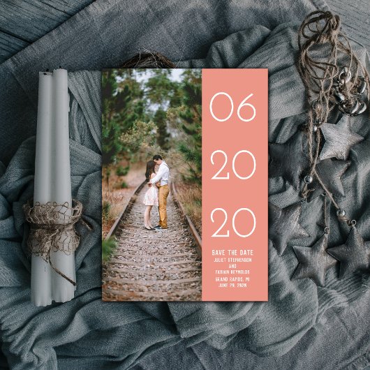 Elegant Side Swept Photo Save the Date | Koraal