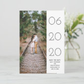 Elegant Side Swept Photo Save the Date | wit (Staand voorkant)