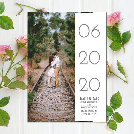 Elegant Side Swept Photo Save the Date | wit