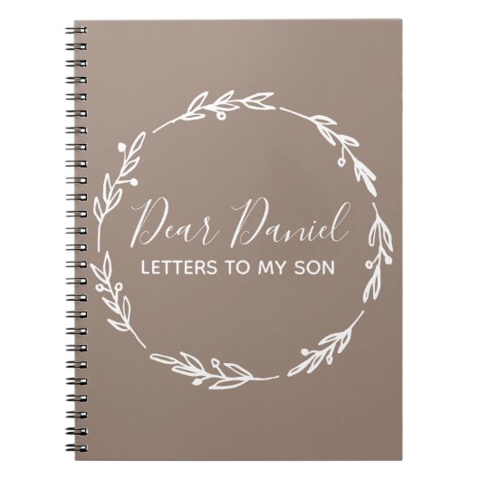 Elegant Sienna Letters voor mijn Son-ontwerp Notitieboek (Voorkant)