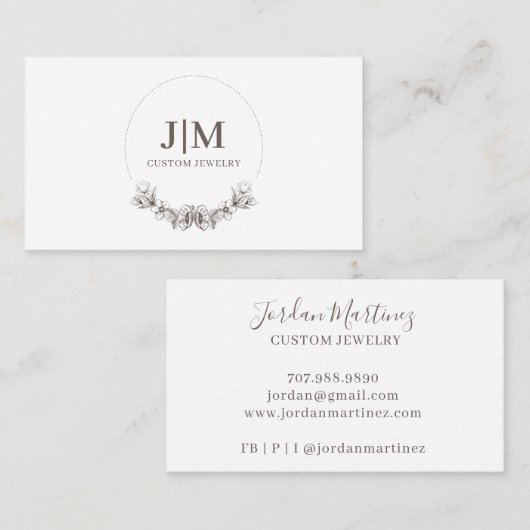 Elegant sieraden designer monogram Visitekaartje (Voorkant / Achterkant)