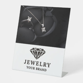 Elegant sieraden display Kaart Reclamebord Met Voetstuk