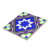 Elegant sierblauw wit Paarse groen Tegeltje (Zijkant)