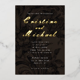 Elegant sierbloemen goudbruiloft folie uitnodiging