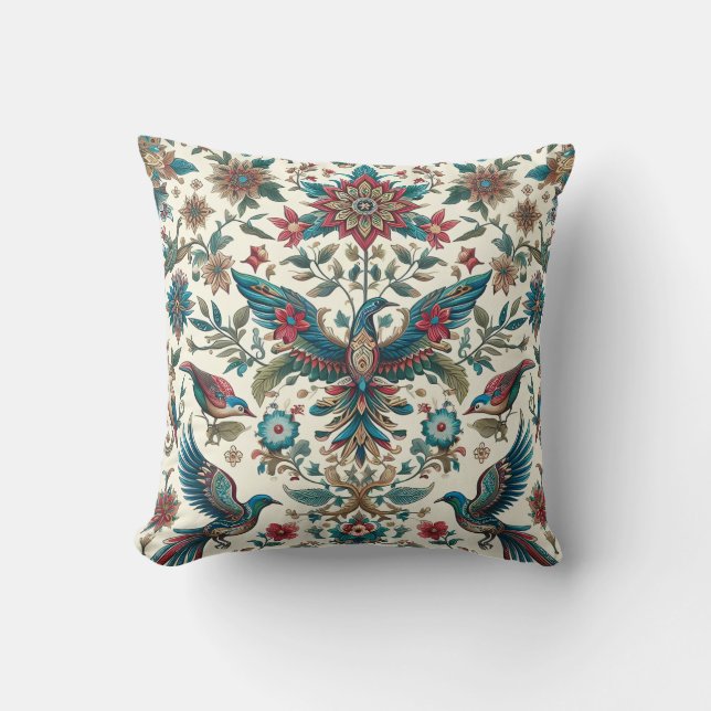Elegant Sierkussen voor vogels en bloemen (Voorkant)
