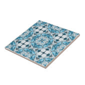 Elegant, sierlijk, blauwgroen, wit tegeltje (Zijkant)