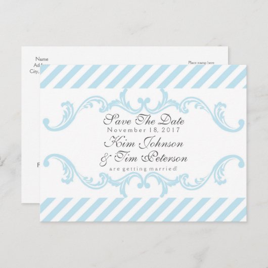 Elegant sierlijk Briefkaart Save the Date (Voorkant / Achterkant)