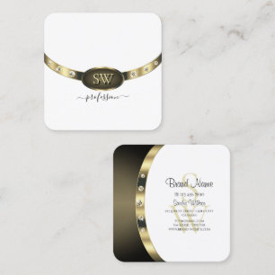 Elegant Sierlijk Goud Wit Diamanten met Monogram Vierkante Visitekaartje