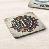 Elegant Sierlijk Heraldisch Schild Bier Onderzetter (Linkerzijde)