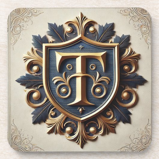 Elegant Sierlijk Heraldisch Schild Bier Onderzetter (Voorkant)