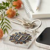 Elegant Sierlijk Heraldisch Schild Sleutelhanger (Voorkant Rechts)