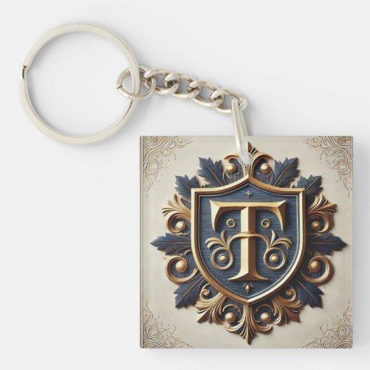 Elegant Sierlijk Heraldisch Schild Sleutelhanger (voorkant)