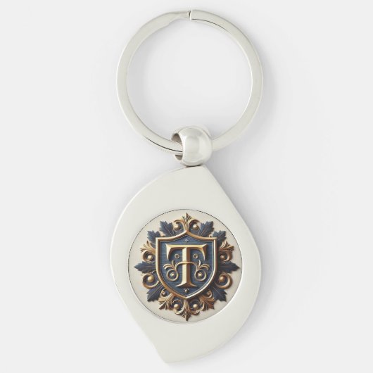 Elegant Sierlijk Heraldisch Schild Sleutelhanger (Voorkant)