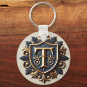 Elegant Sierlijk Heraldisch Schild Sleutelhanger (Voorkant)