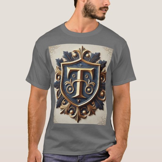 Elegant Sierlijk Heraldisch Schild T-shirt (Voorkant)