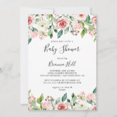 Elegant sierlijk herfst bloemenBaby shower Kaart (Voorkant)