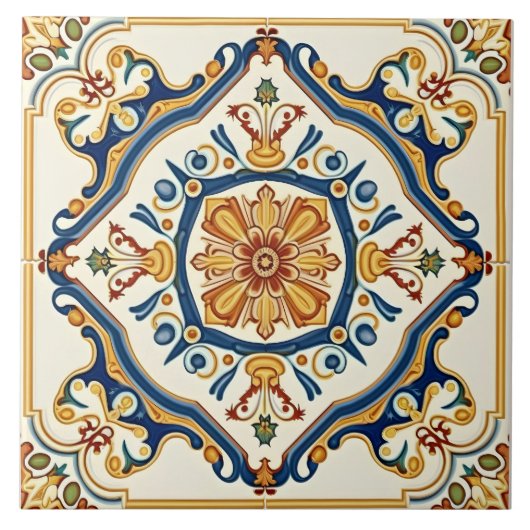 Elegant Sierlijk Kleurrijk Spaans Tegeltje (Voorkant)